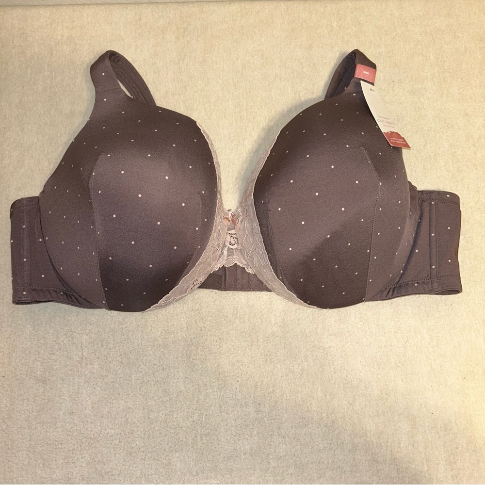 Cacique Lightly Lined Full Coverage Brow polka dots Bra Size‎ 48D